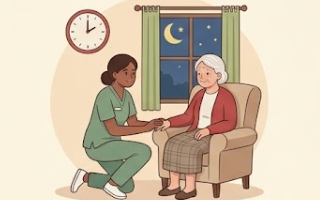 Caregiver assisting a resident